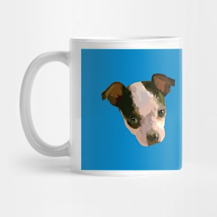 Cute Puppy Face Drawing in Blue Mug